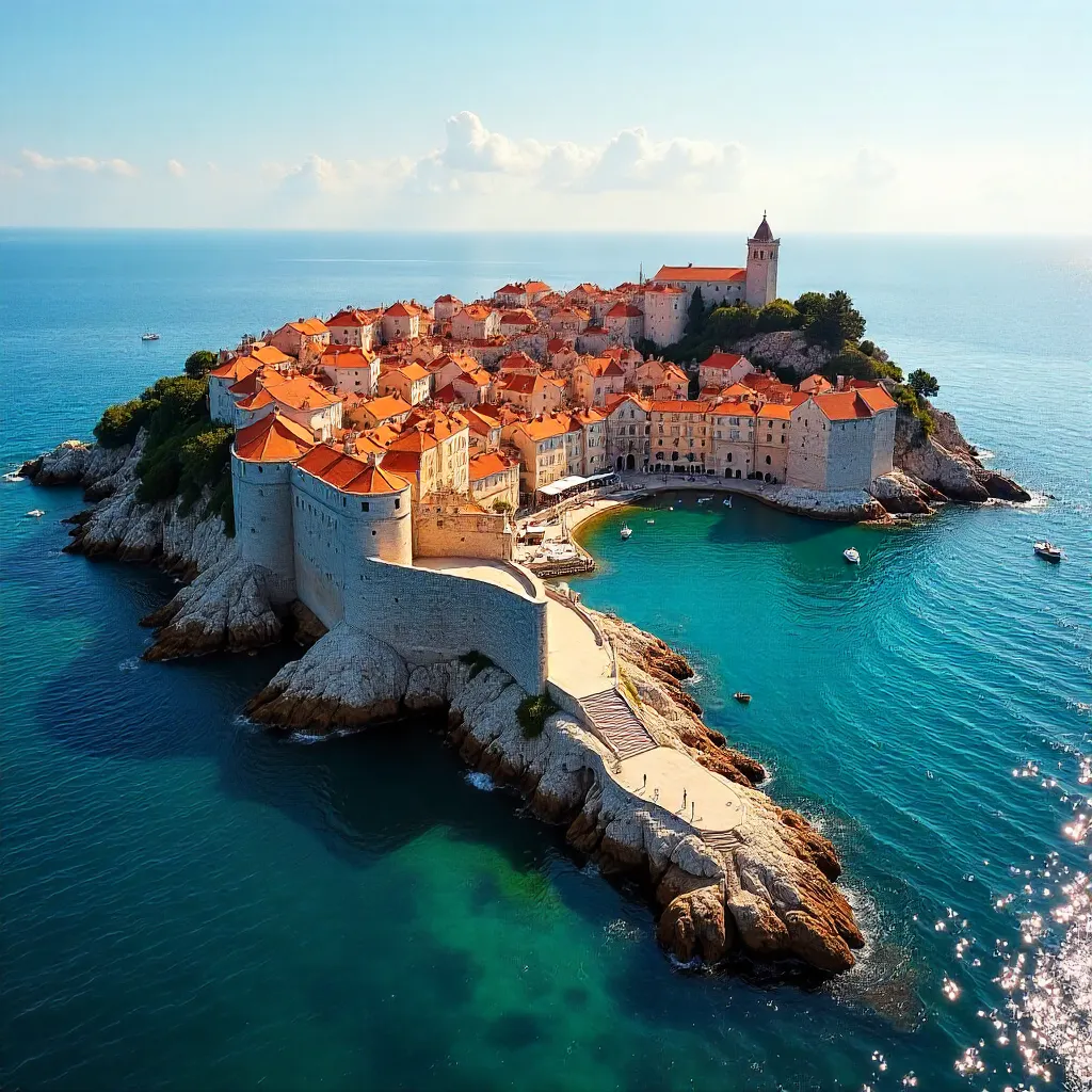 Aerial Dubrovnik: Coastline and Historic City From Above