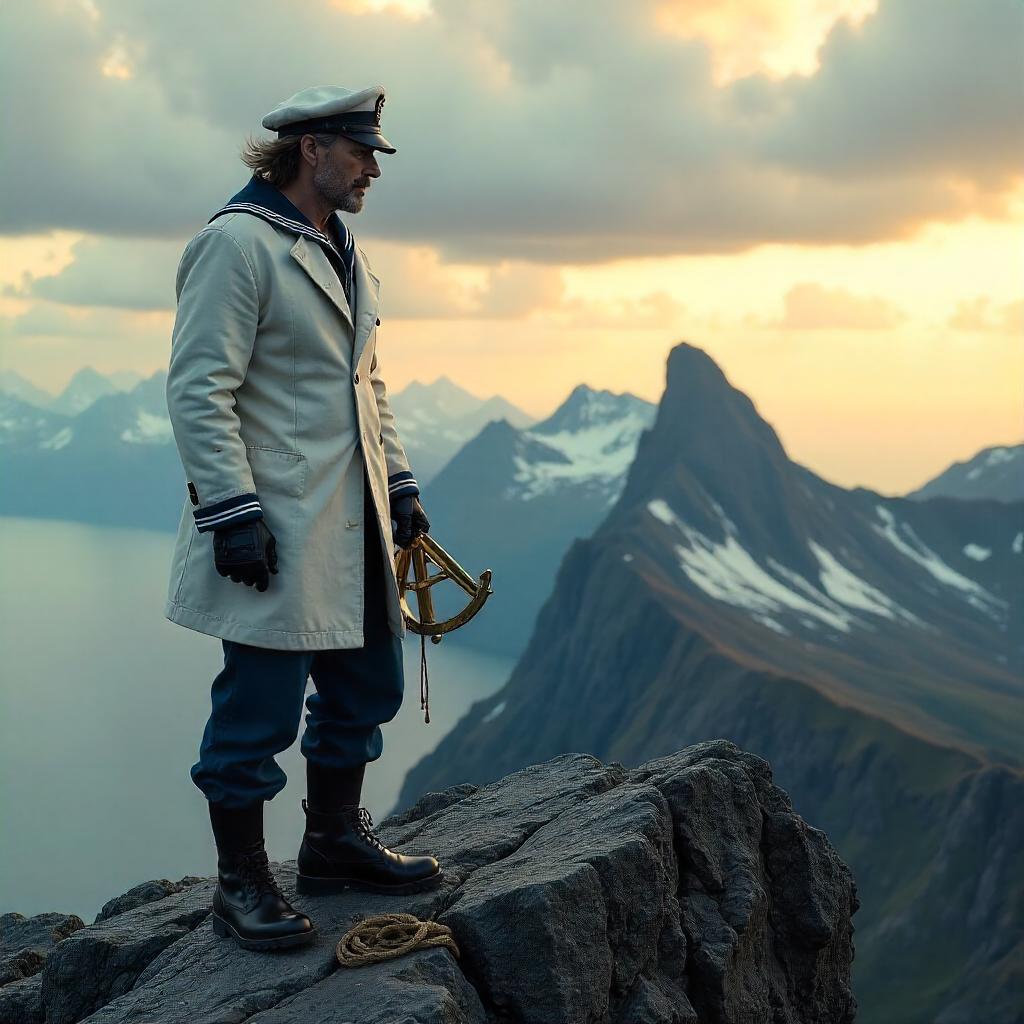 Sailor on a Majestic Mountain Peak