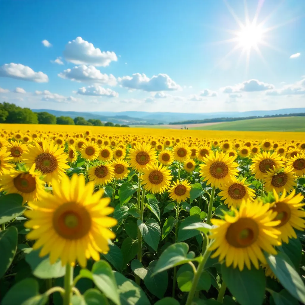 Sunlit Sunflower Field: Summer's Golden Beauty