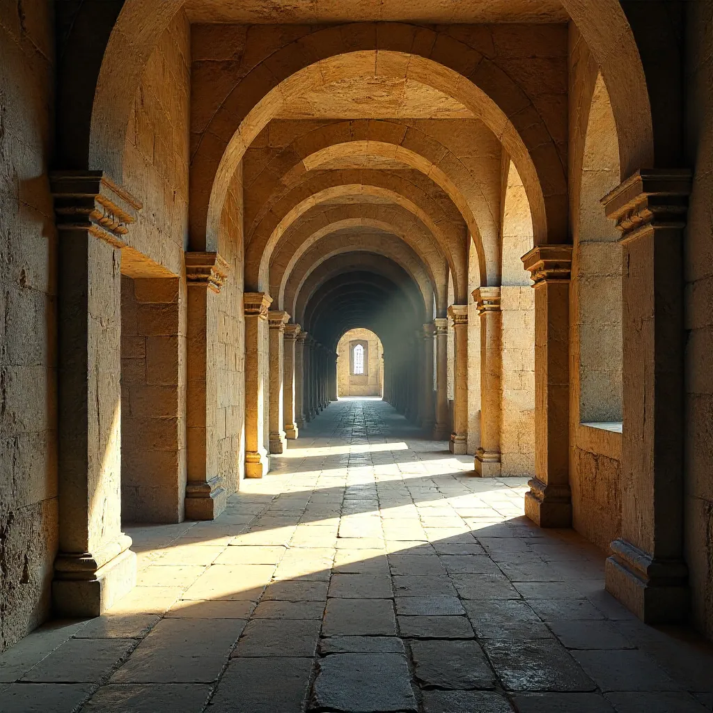 Timeless Stone Arches in a Historic Corridor
