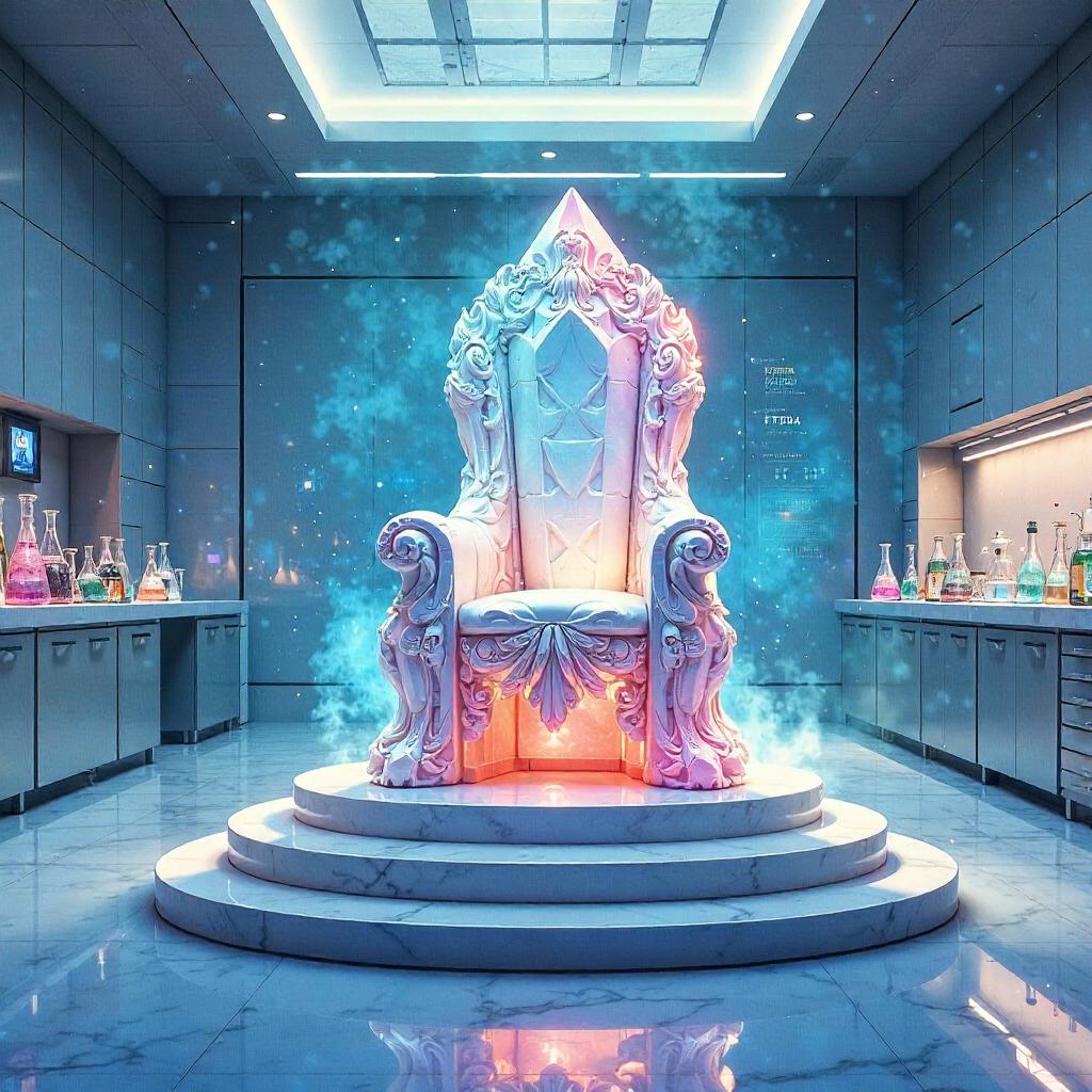 Crystal Watercolor Throne in a Laboratory