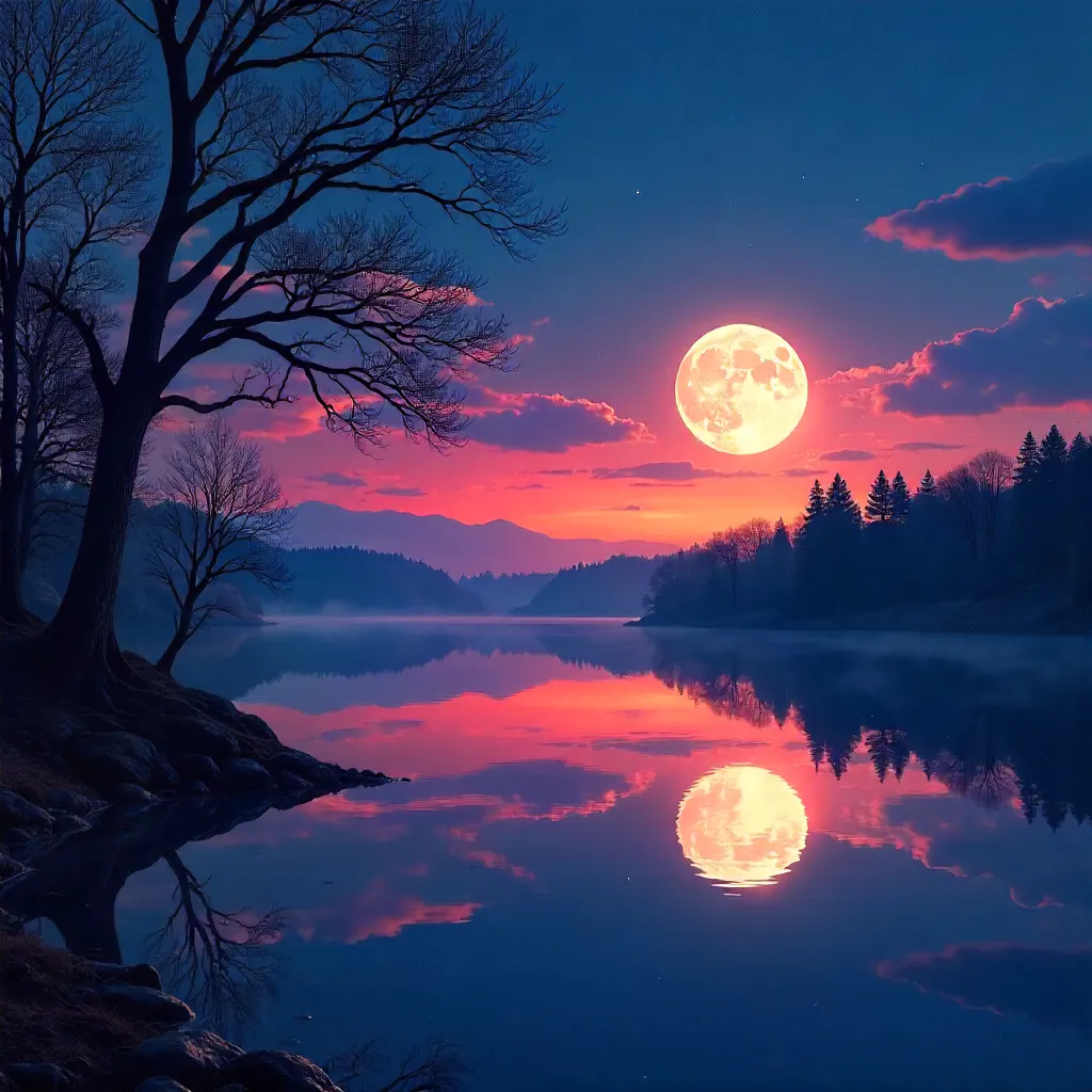 Moonrise Over Twilight Silhouettes