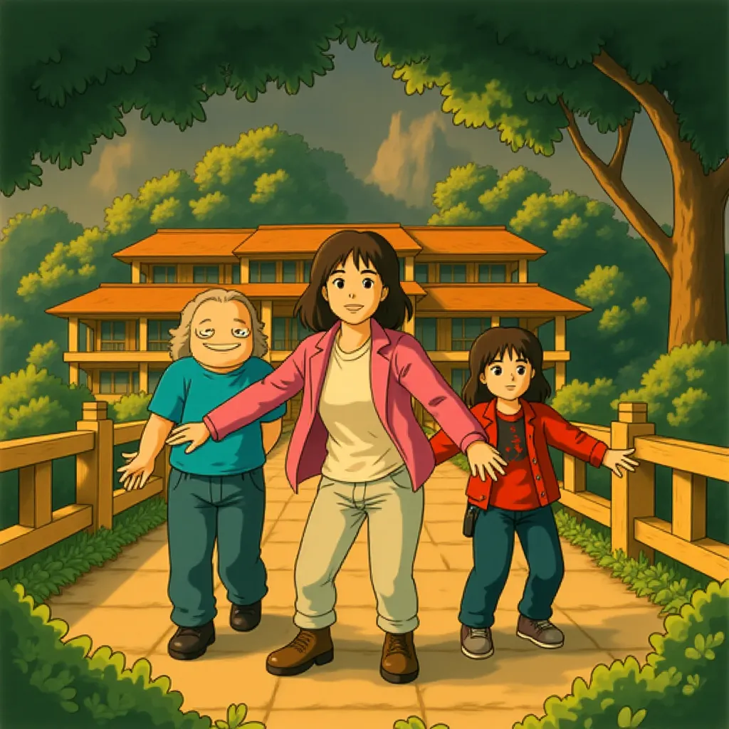 Jack Black, Jason Momoa, and Sebastian Hansen in A Minecraft Movie (2025) - Ghibli style