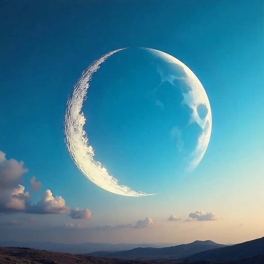 Half Moon in a Vivid Daytime Sky