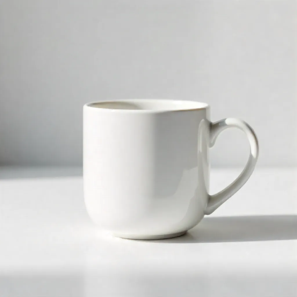 Minimal White Ceramic Mug on Pristine Surface