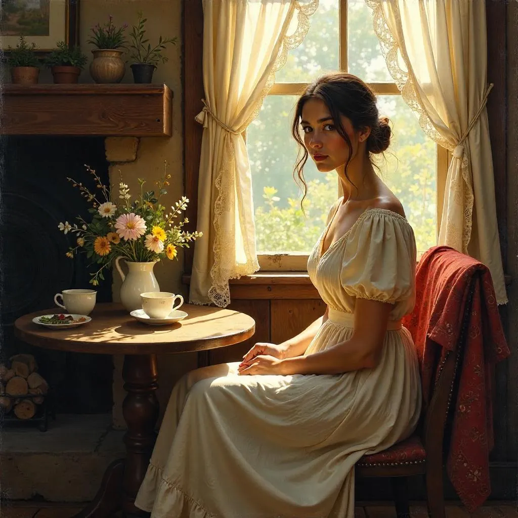 Oil Portrait in a Cozy Cottage