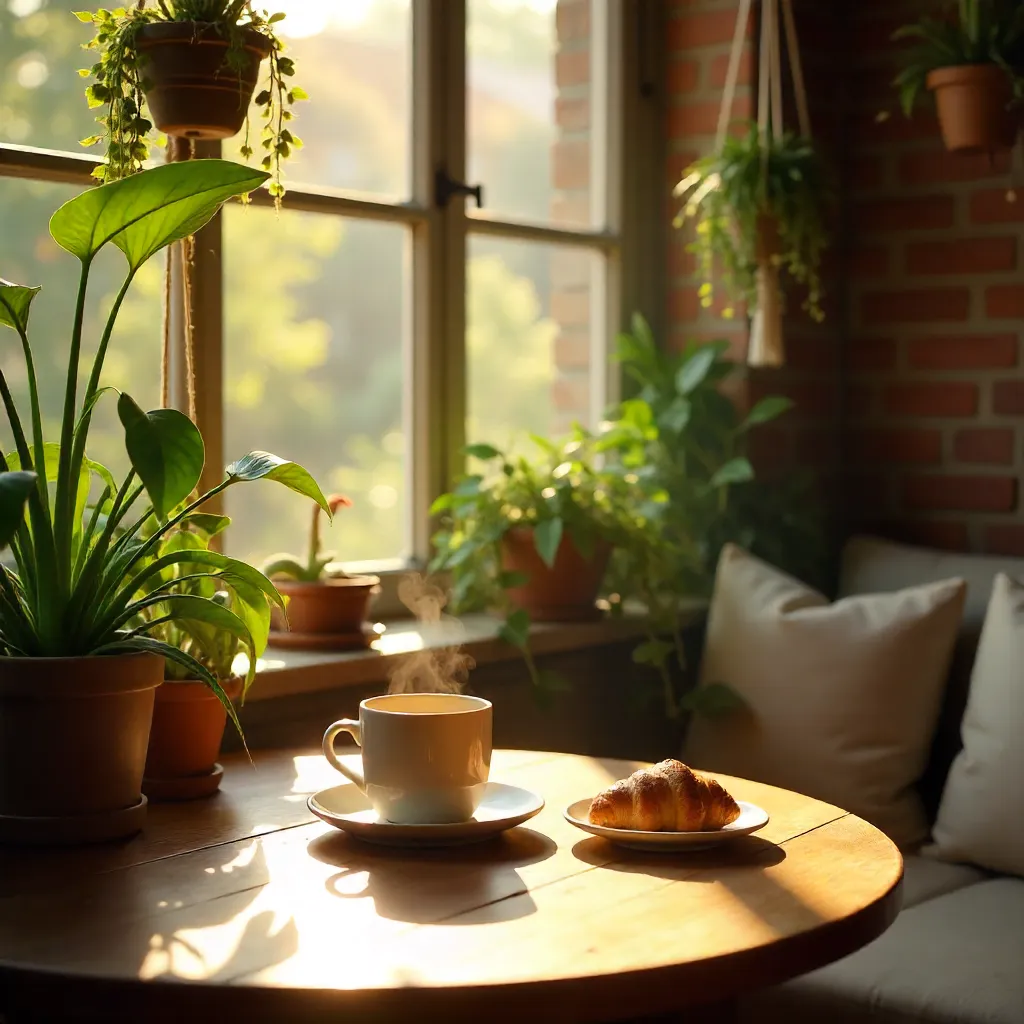 Warm Afternoon Light in a Cozy Café Corner