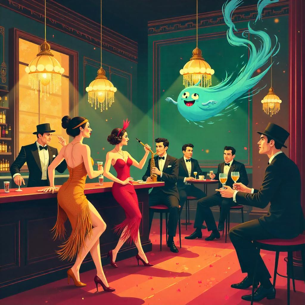 Windy Jazz Night in a 1920s Speakeasy