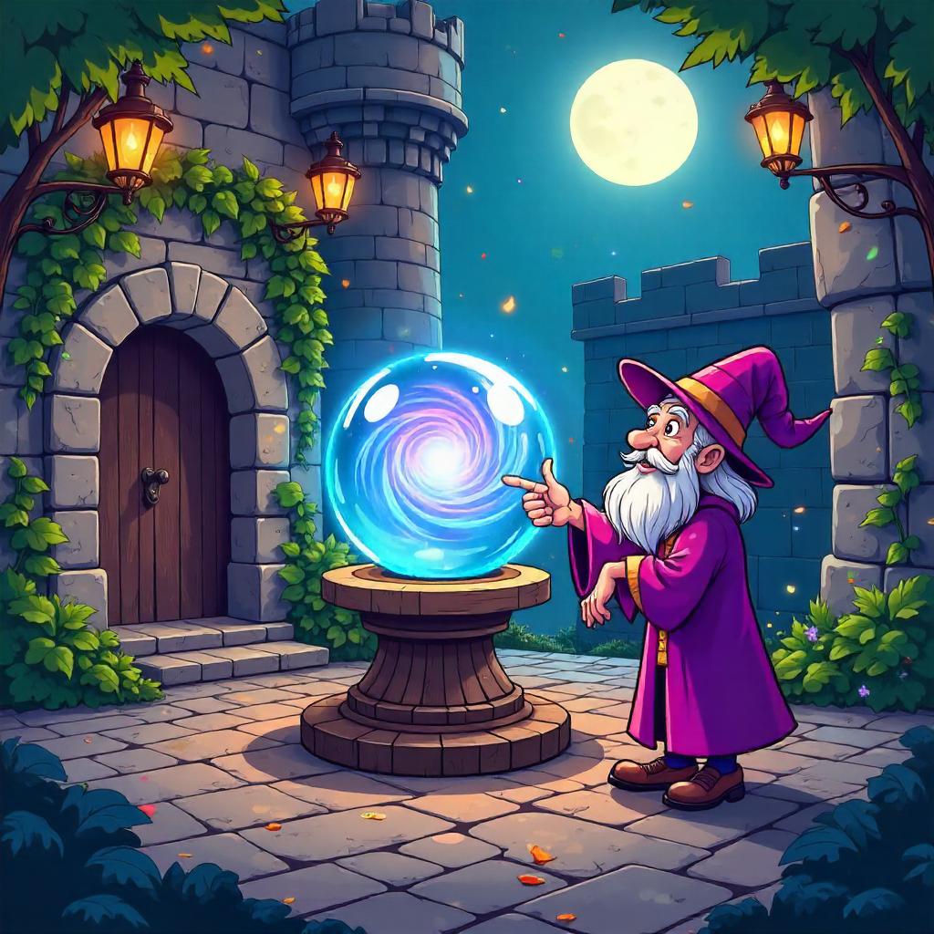 Crystal Ball in a Castle Courtyard