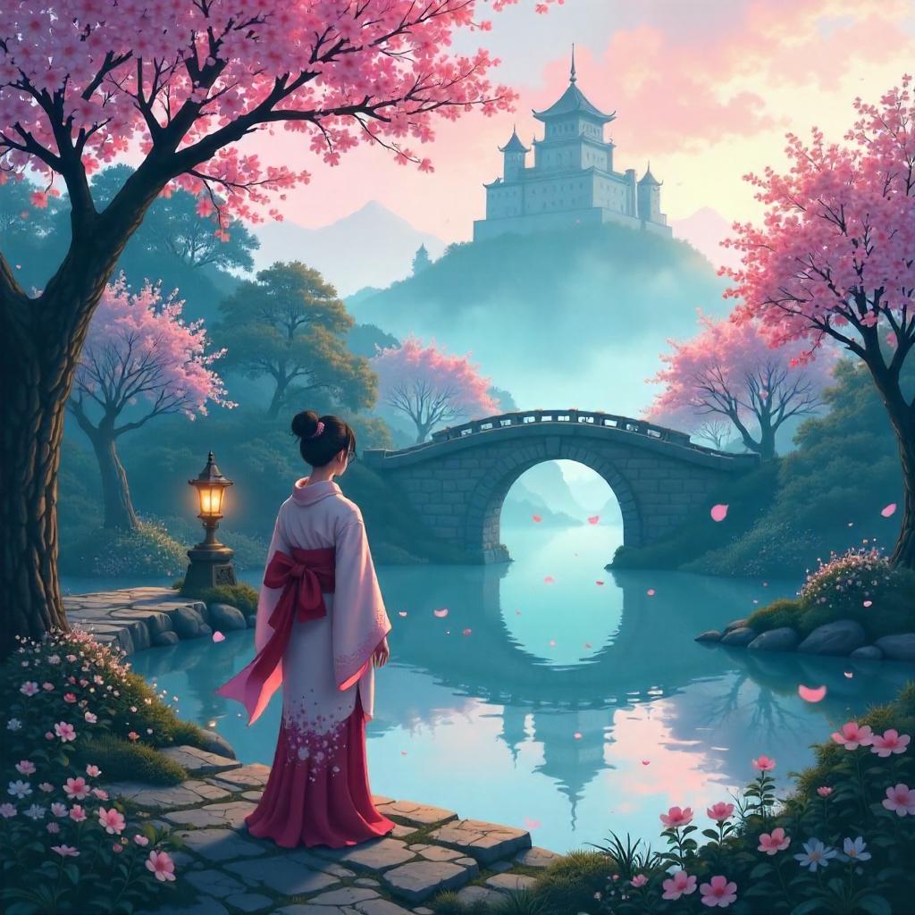 Mist Over Anime Castle Gardens