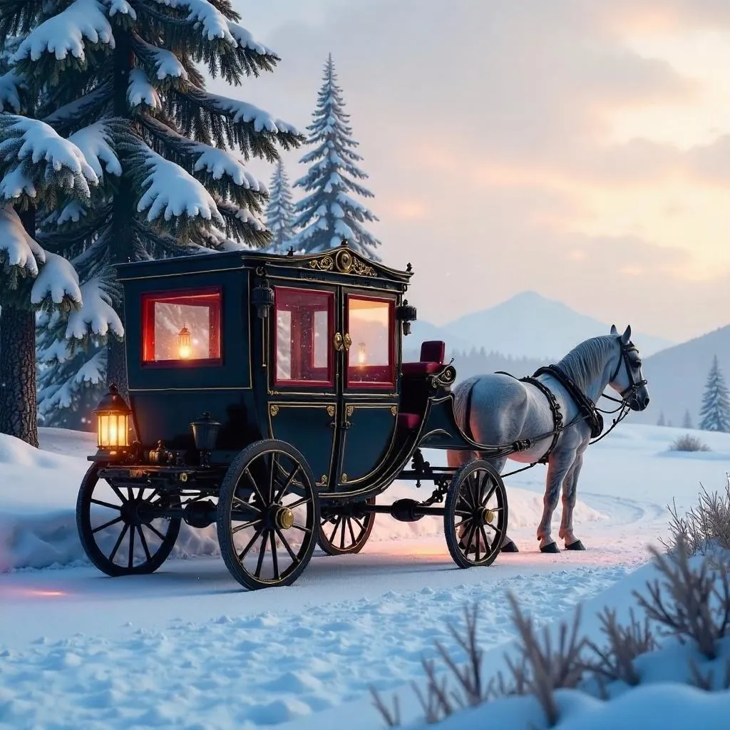 Photorealistic Snowbound Carriage in Winter Landscape