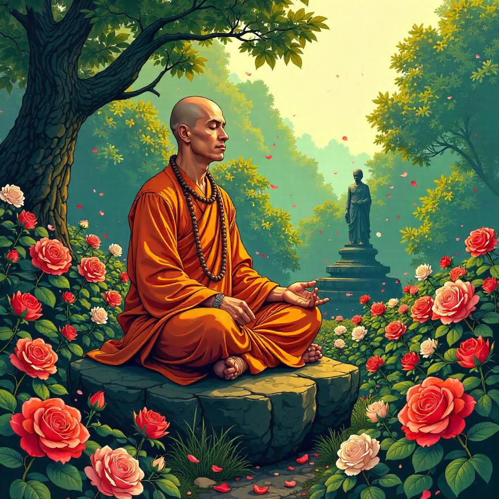 Monk in a Rose Garden: Comic Book Moment