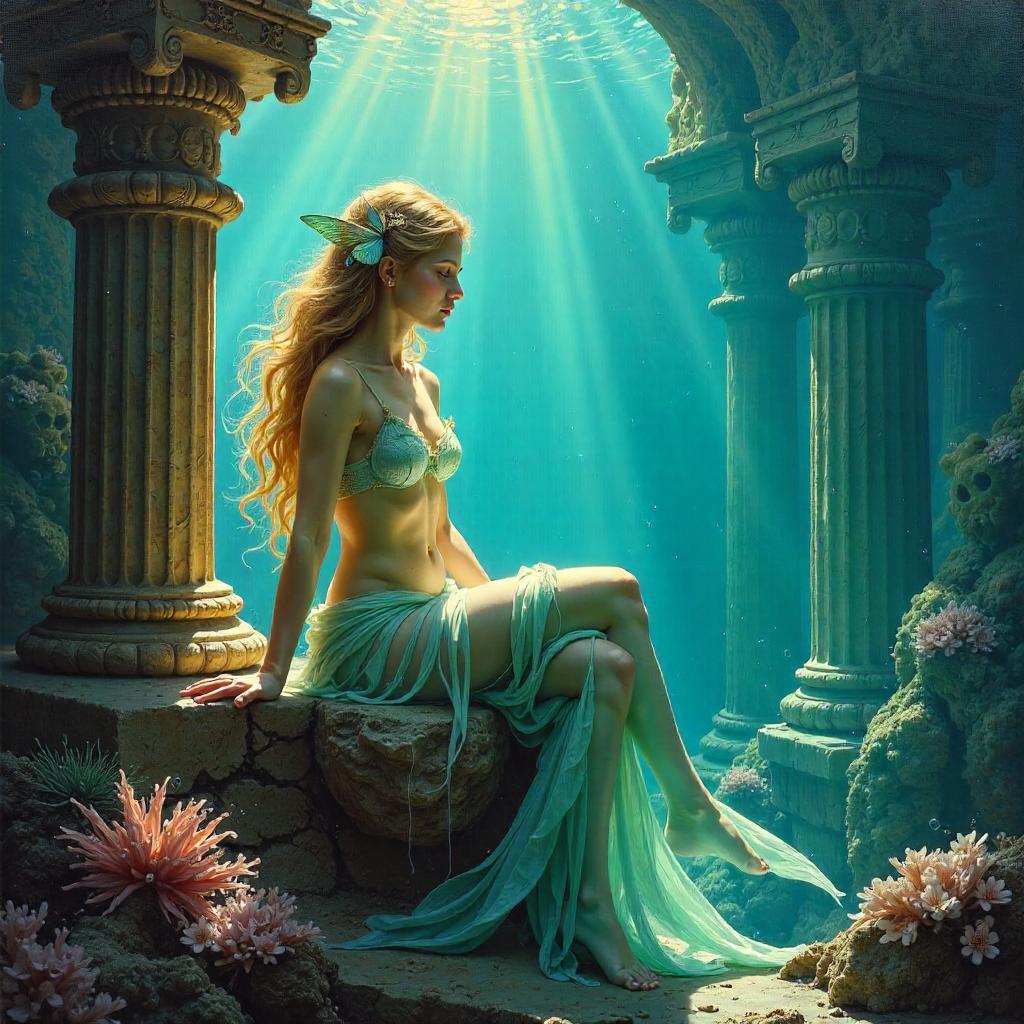 Atlantis Sprite in Oil: Ethereal Underwater Aura