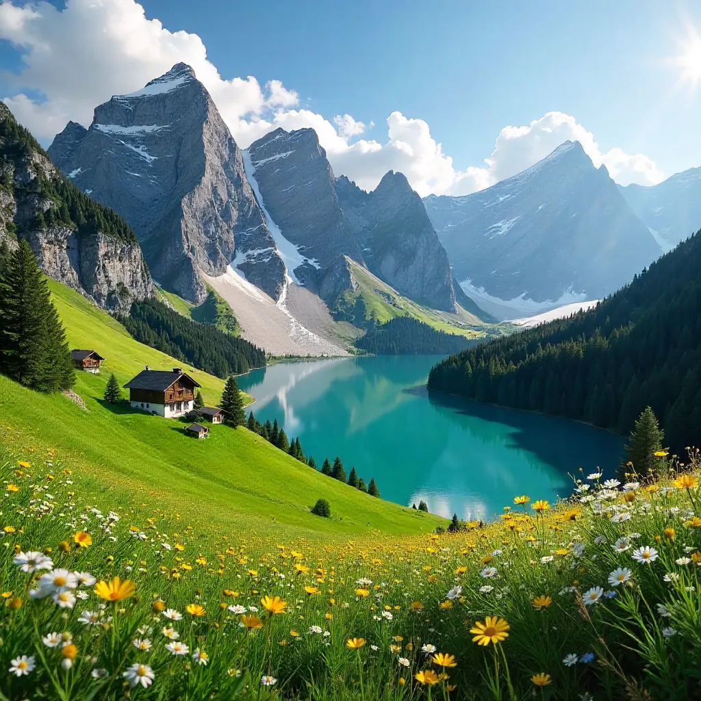 Austrian Alps in Summer: Snow-Kissed Peaks