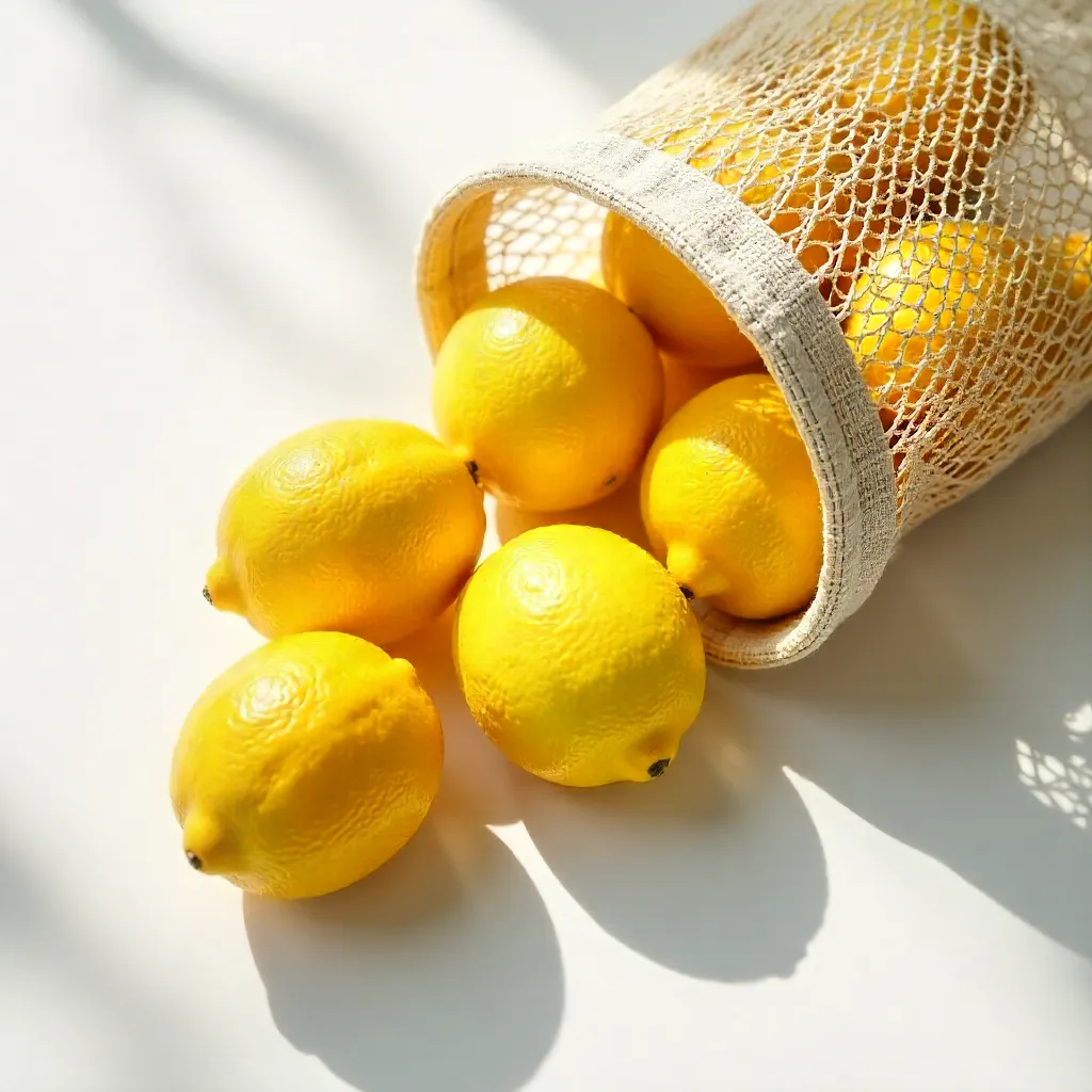 Sunny Lemons Spill from Eco-Friendly Mesh Bag
