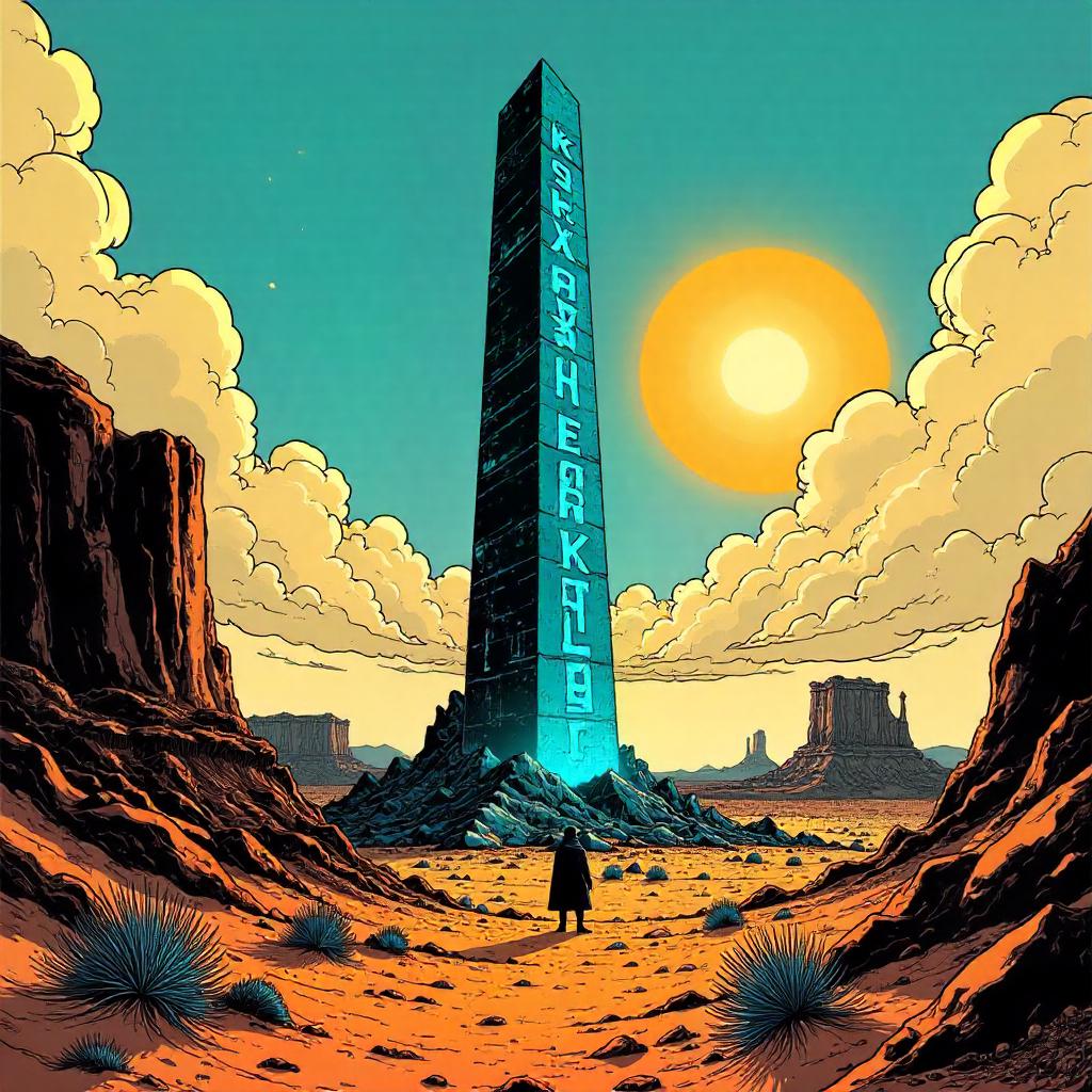 Obelisk Rising in the Badlands: Comic Panel