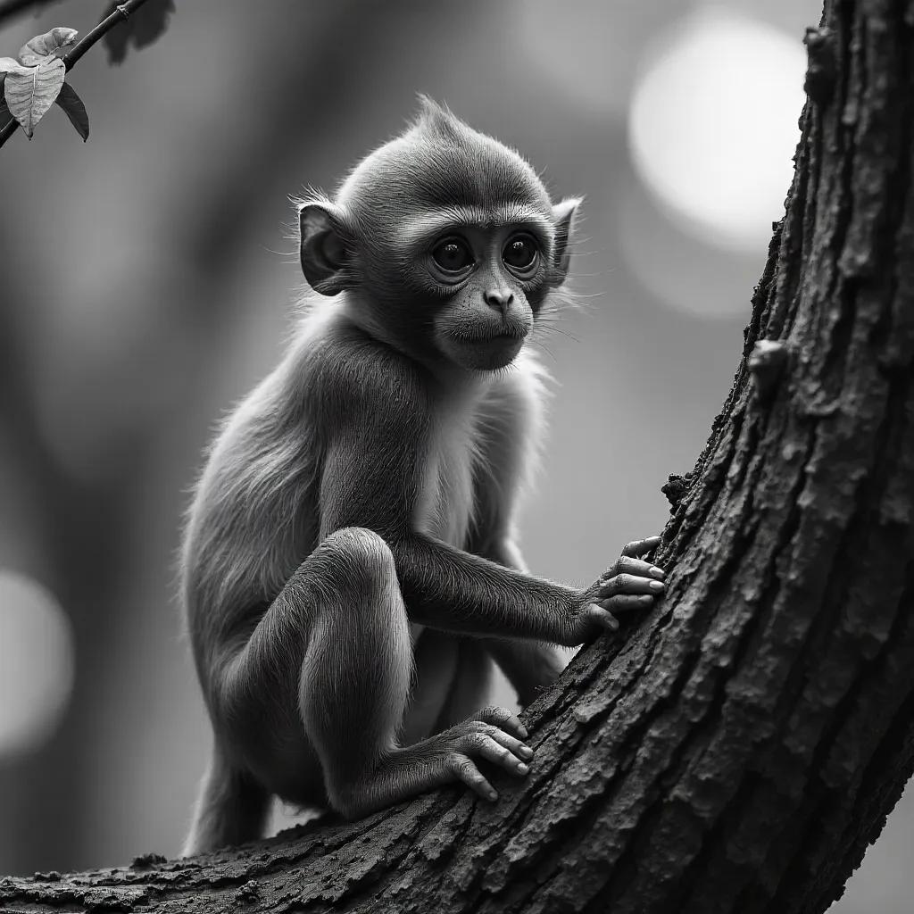Monkeys in Mono: A Thinker's Tree Portrait