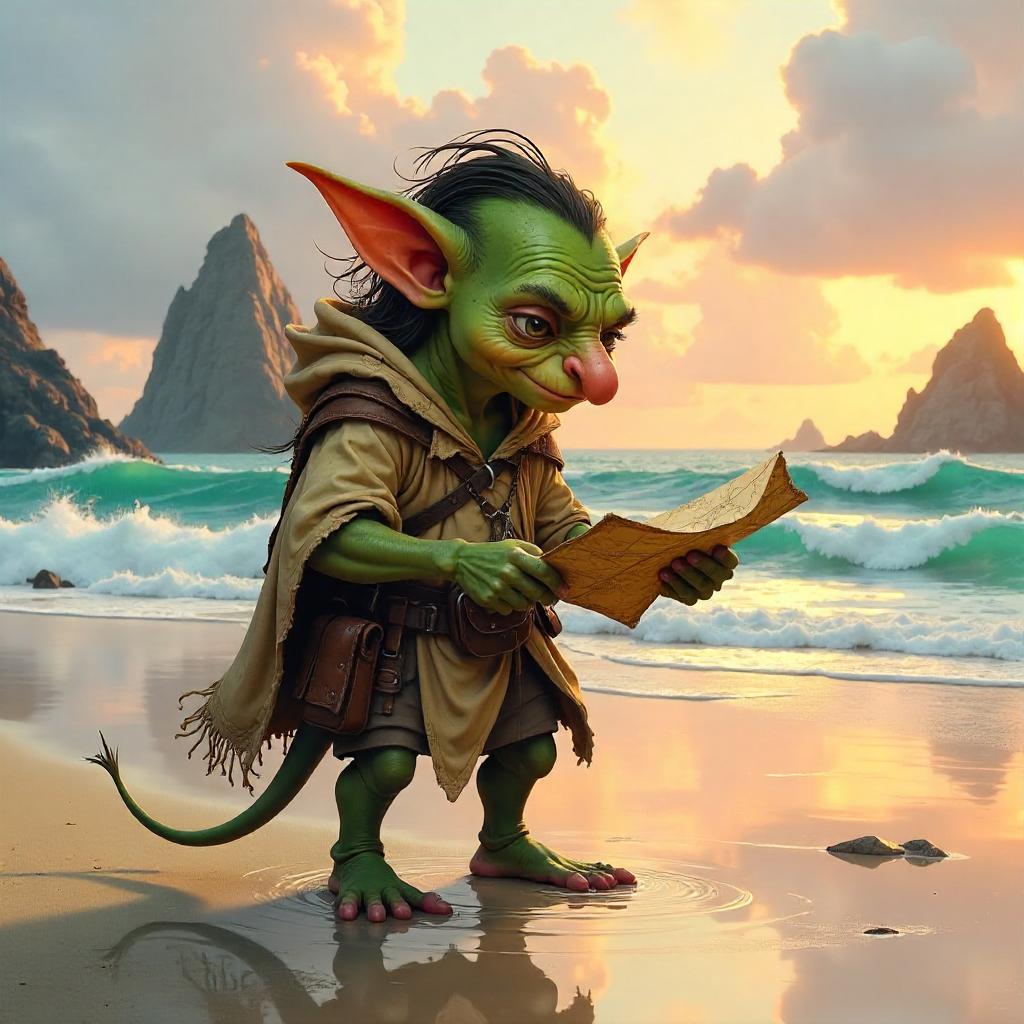 Goblin Concept Art on a Windy Beach