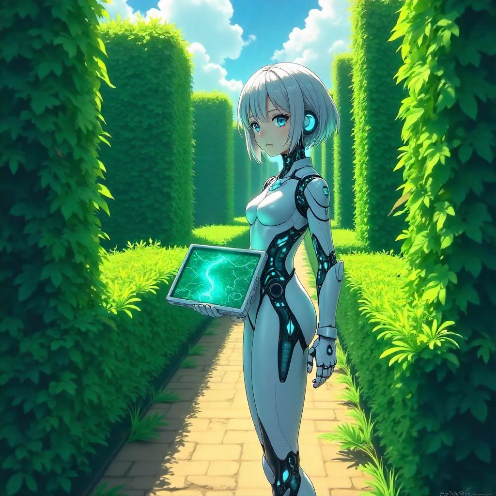 Android in a Hedge Maze - Anime Style