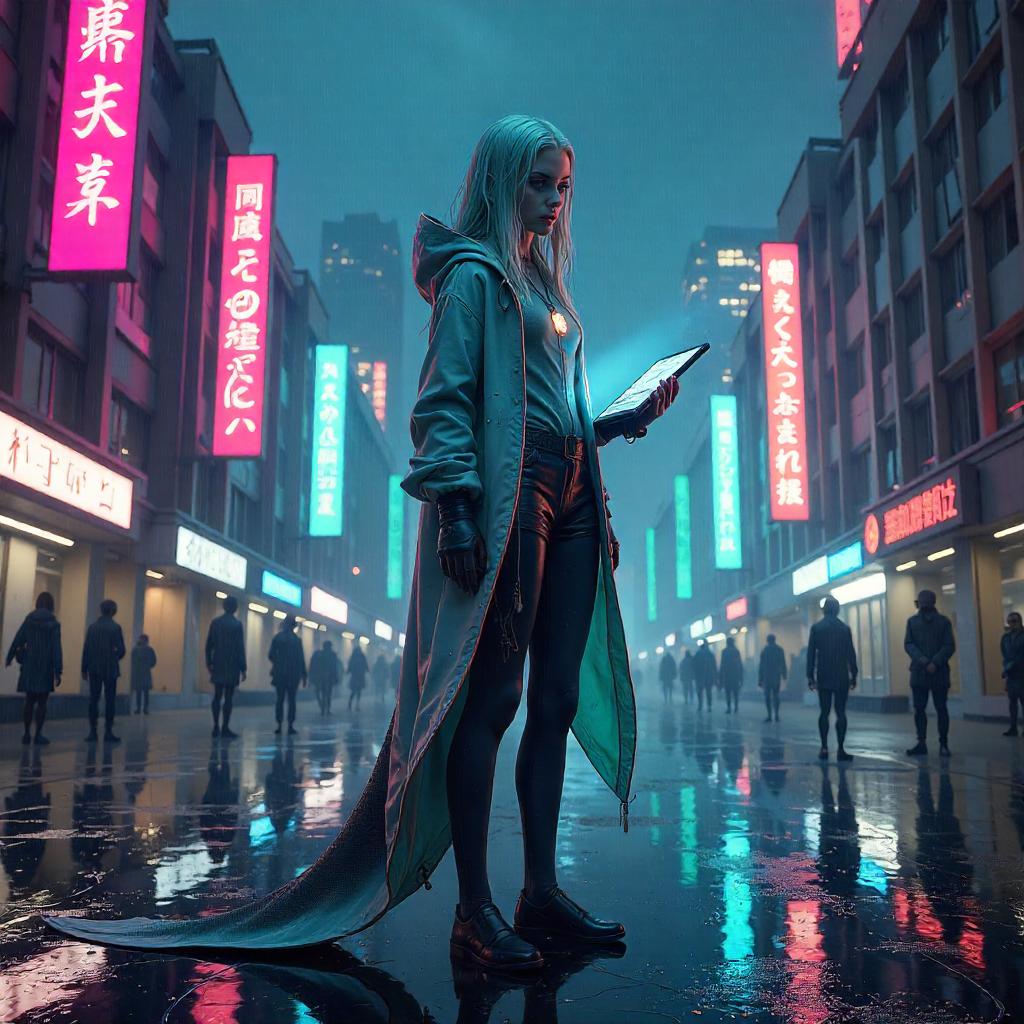 Neon Selkie in a Cyberpunk University