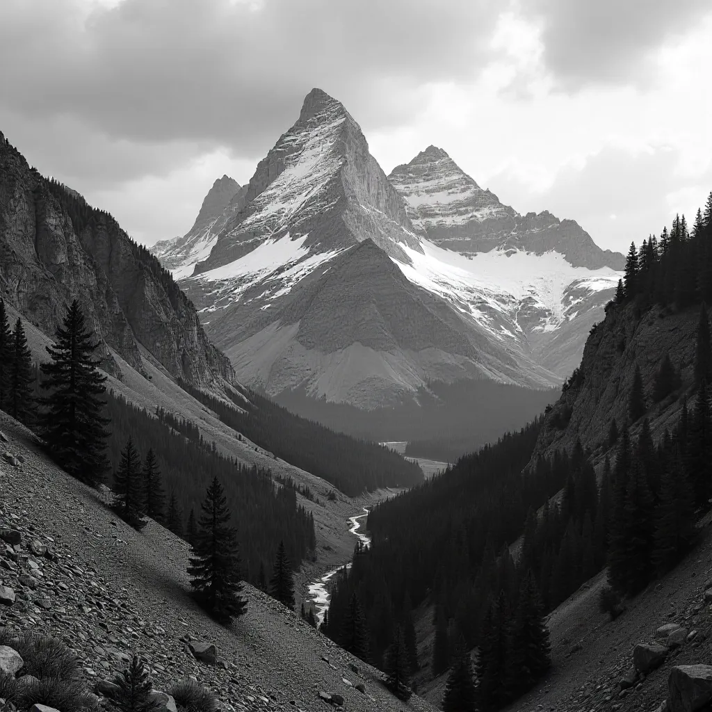Dramatic Black & White Rocky Mountains, Colorado