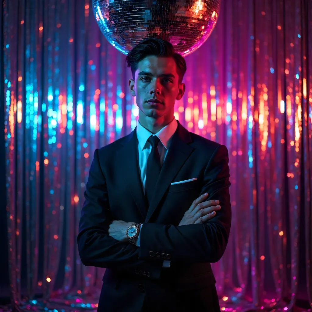 Neon Disco Night: Young Man in a Suit