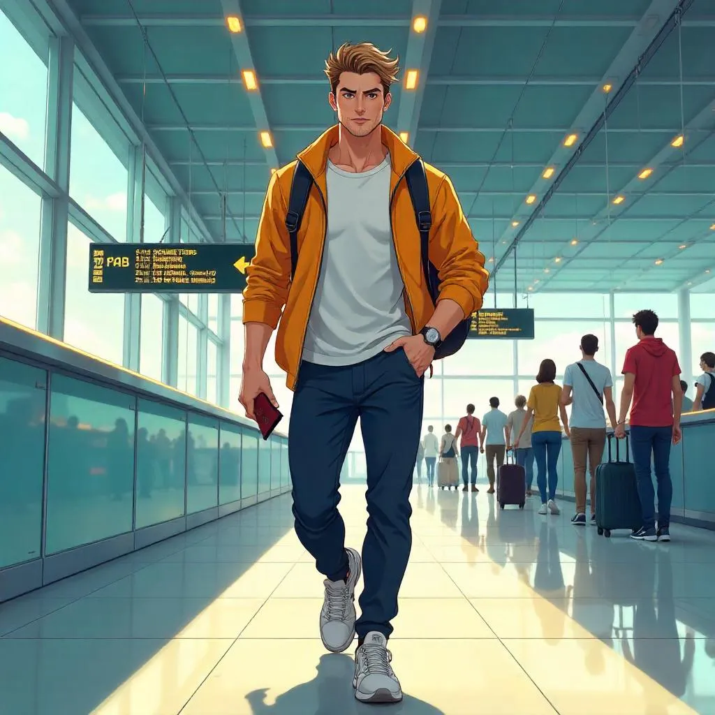 Athletic White Man in Anime Airport