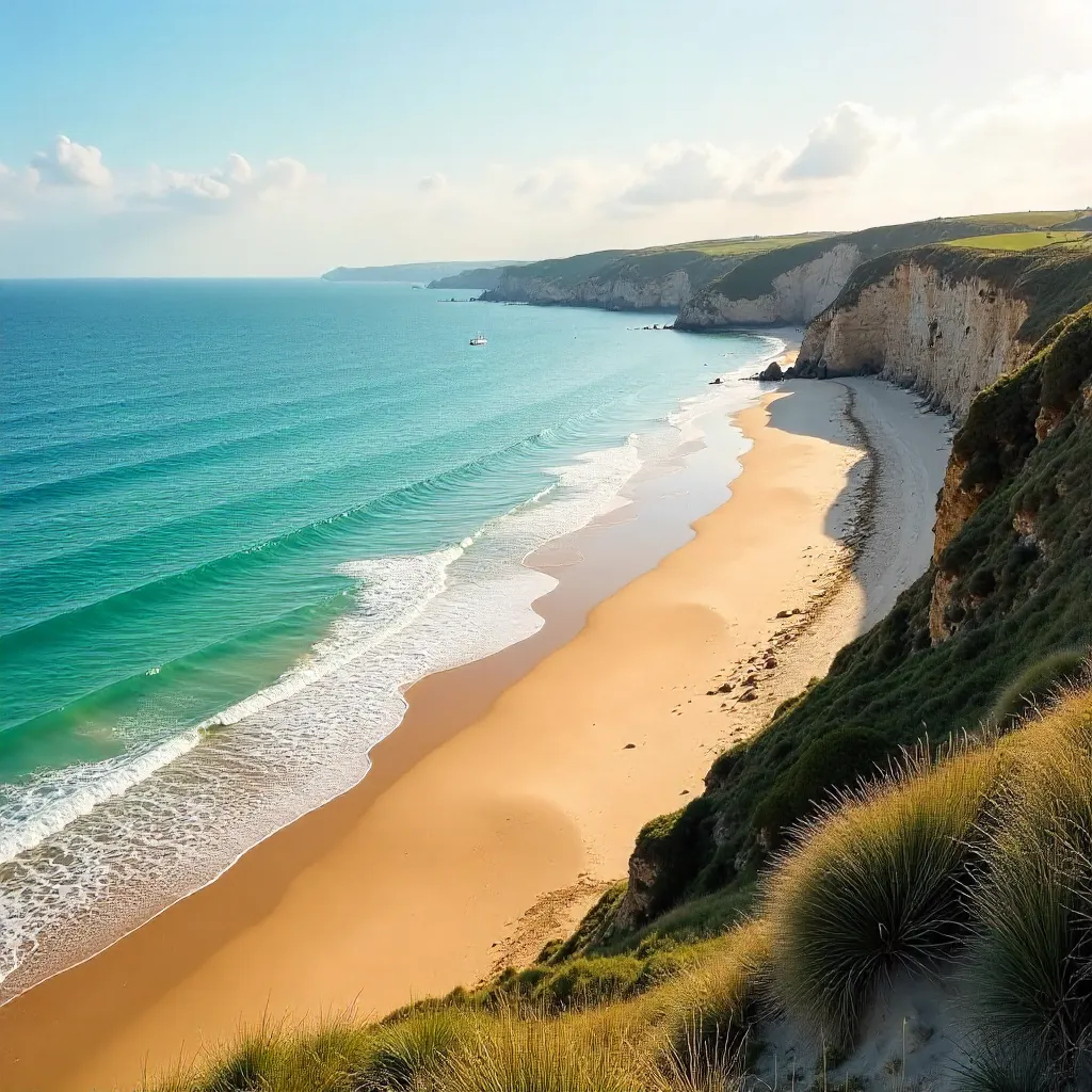 Aerial Tranquility on Brittany Beach Coastline