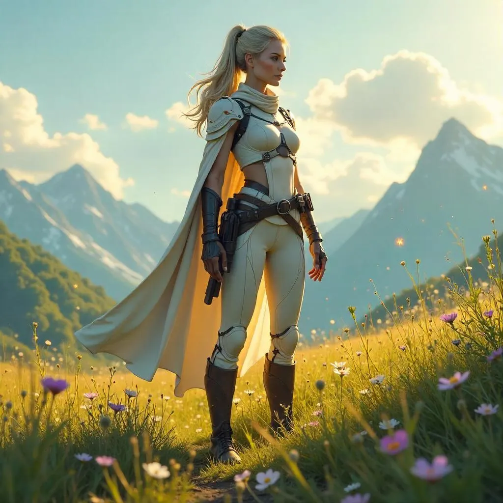 Confident Woman in a Meadow - Concept Art