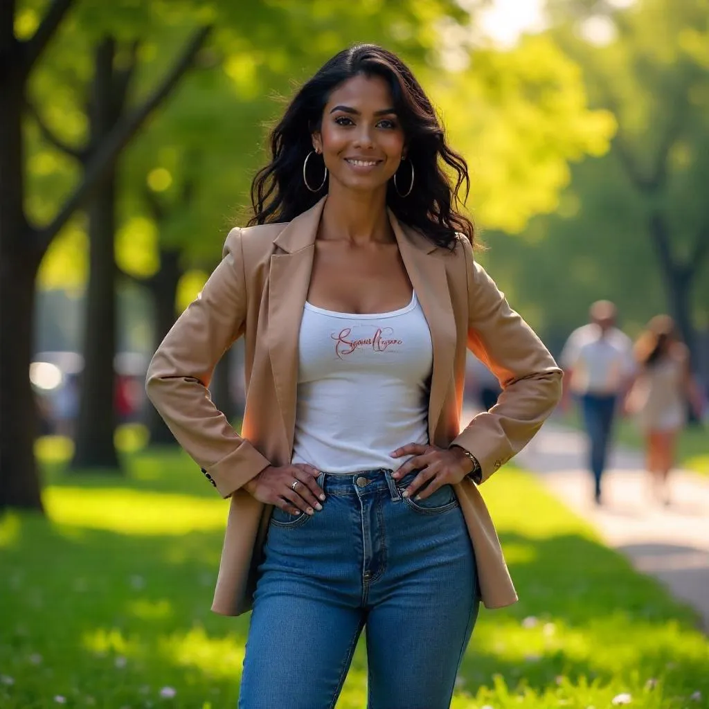 Confident Latina in the Park: Digital Portrait