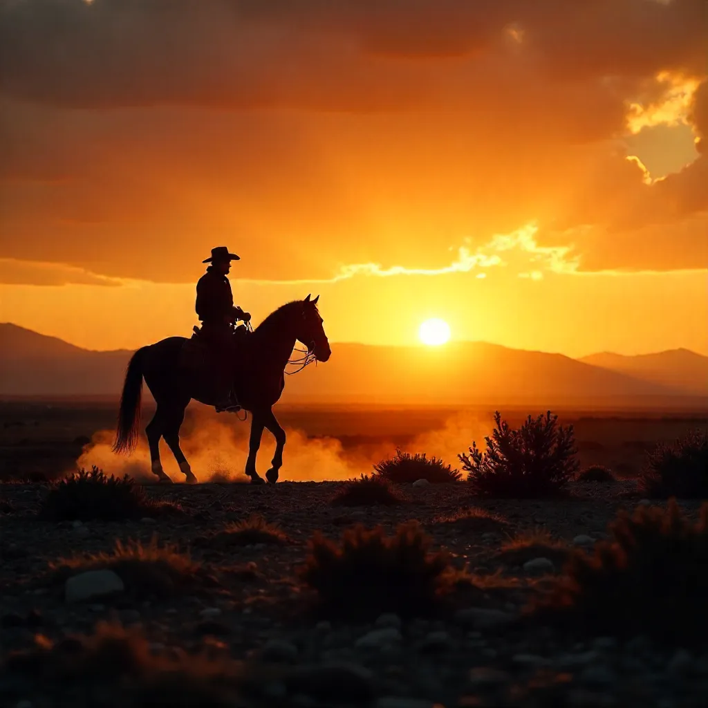 Cowboy Silhouette at Sunset – Ardıç, Kayseri