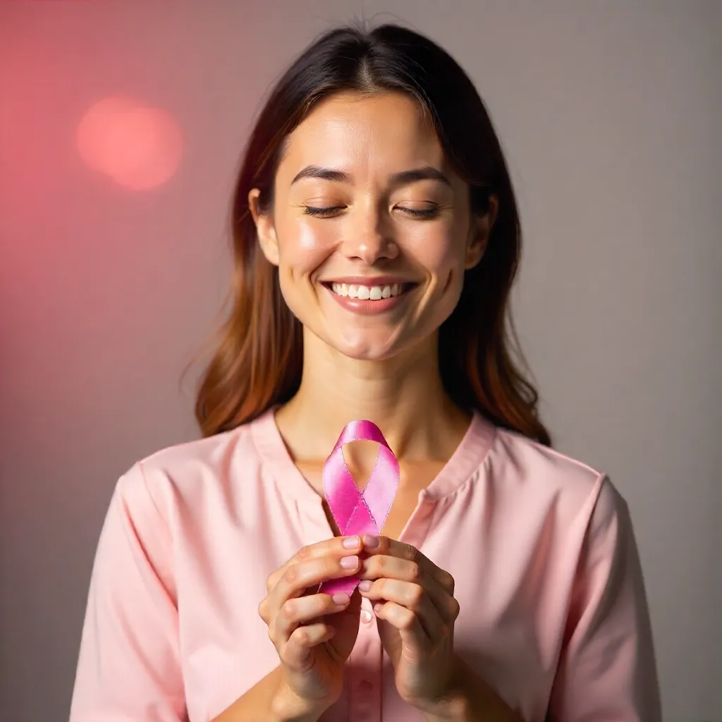 Hopeful Smile with Pink Ribbon