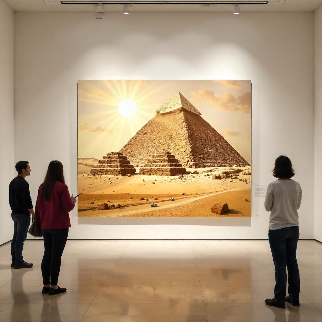 Oil Painting of a Pyramid in a Museum Gallery