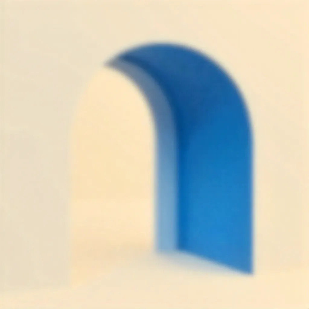 Blue Arch on Beige: Minimalist Abstract