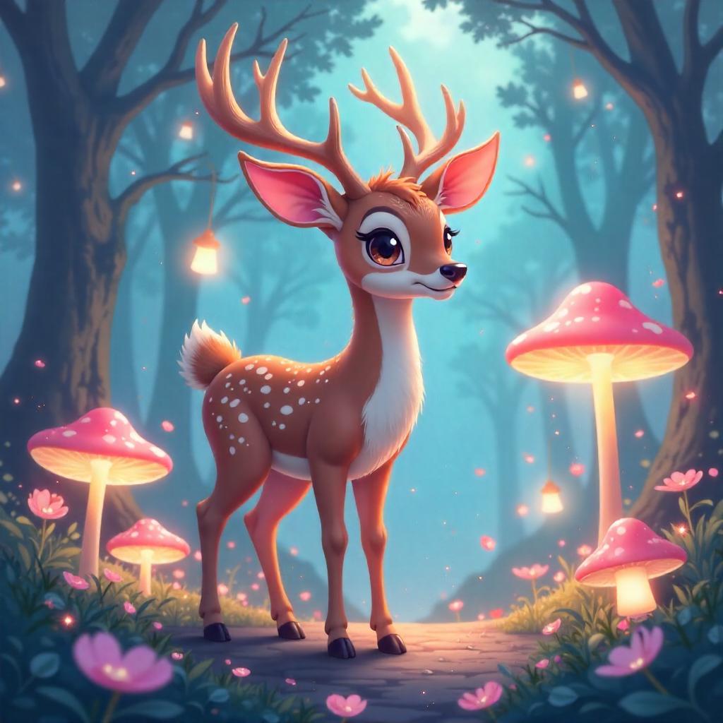 Deer in a Fairy Wonderland — Anime Style