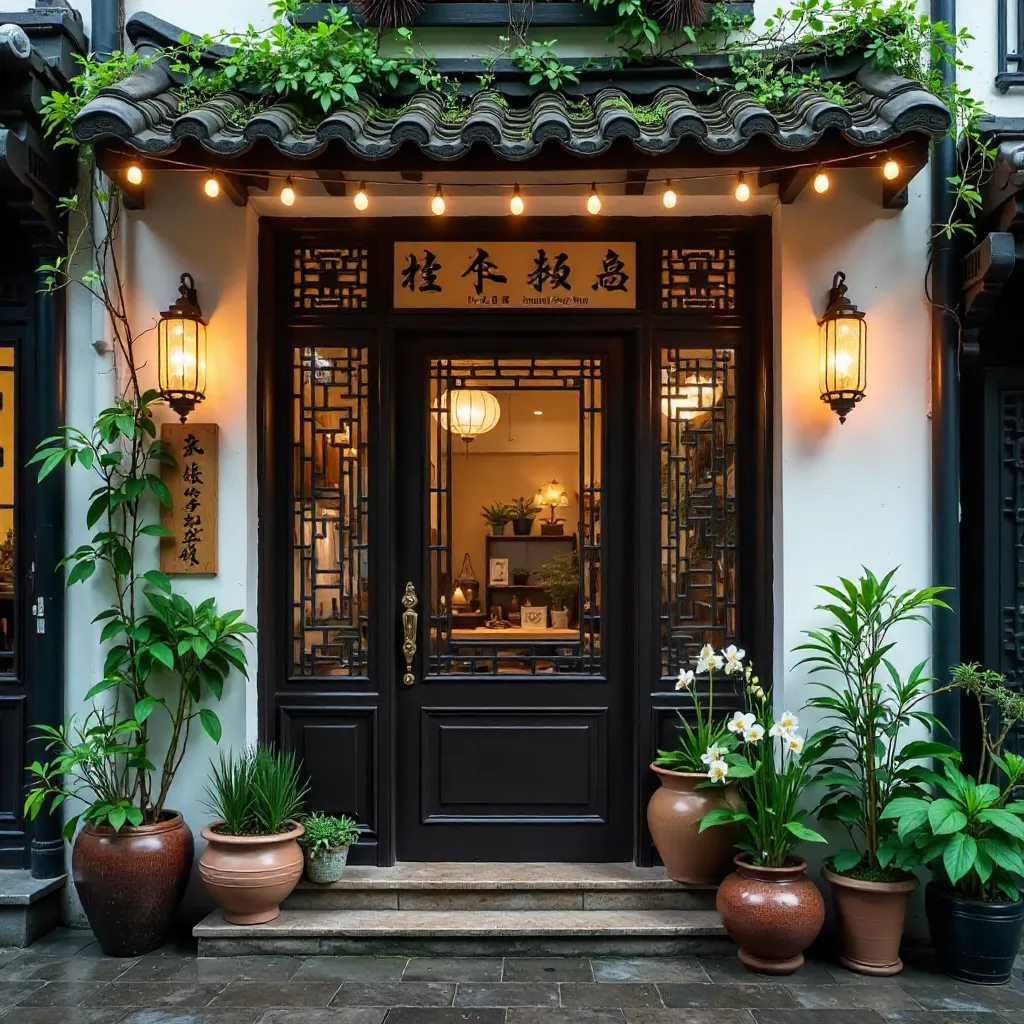 Inviting Boutique Entrance in Guilin with Greenery