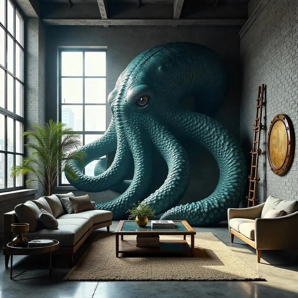Photoreal Kraken in an Industrial Loft