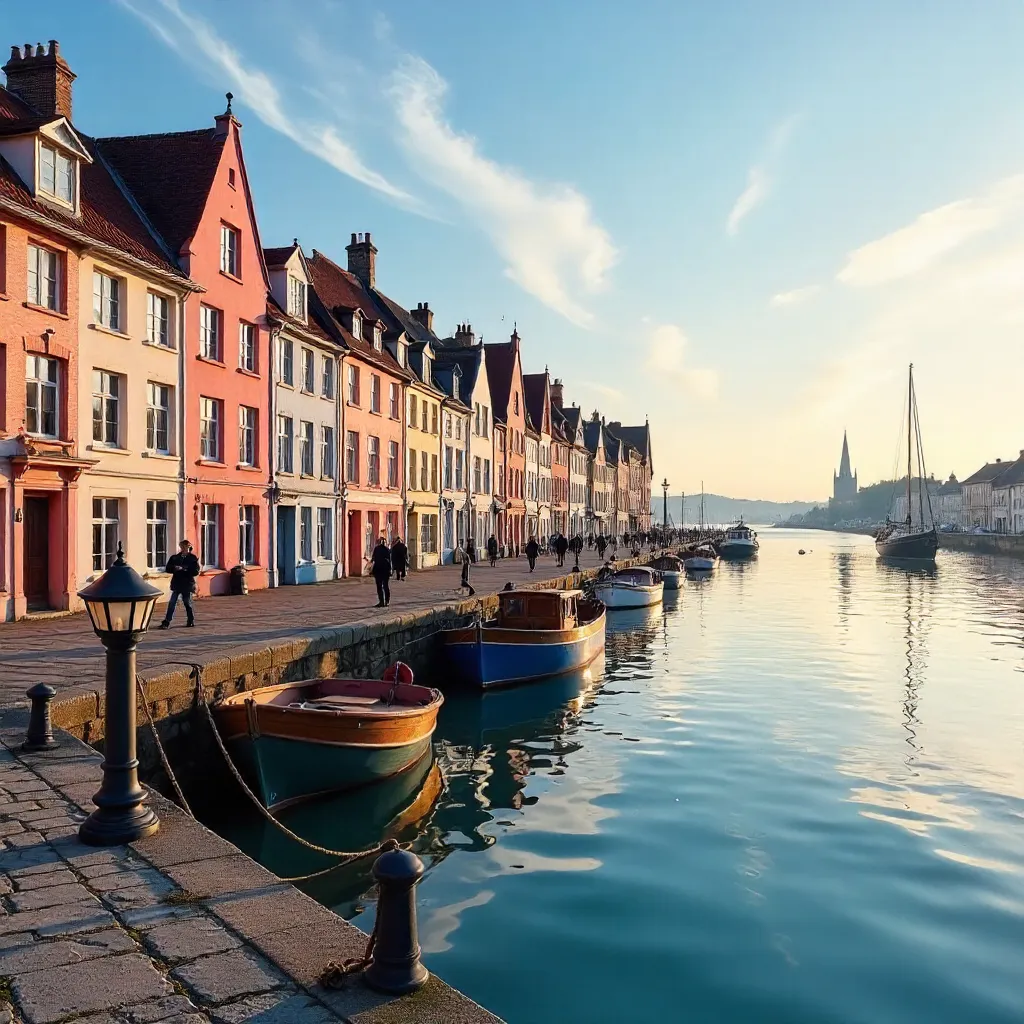 Pastel Harborfront of Honfleur at Golden Hour