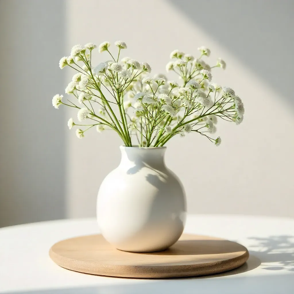 Serene Baby's Breath on a Wooden Board