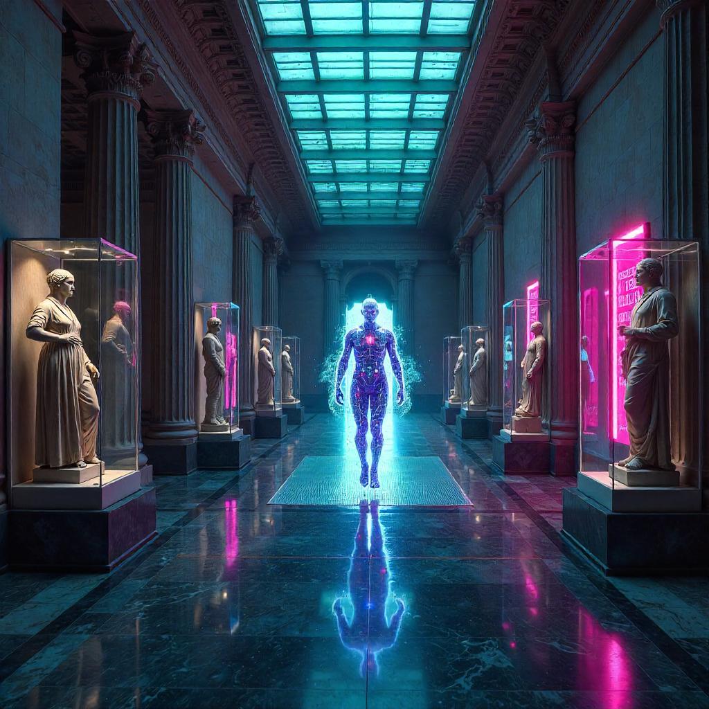 Neon Specter Haunts a Cyberpunk Museum