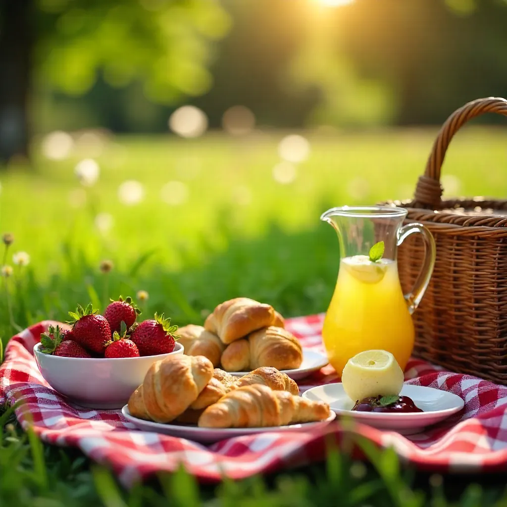 Delightful Strawberry Picnic on a Plaid Blanket