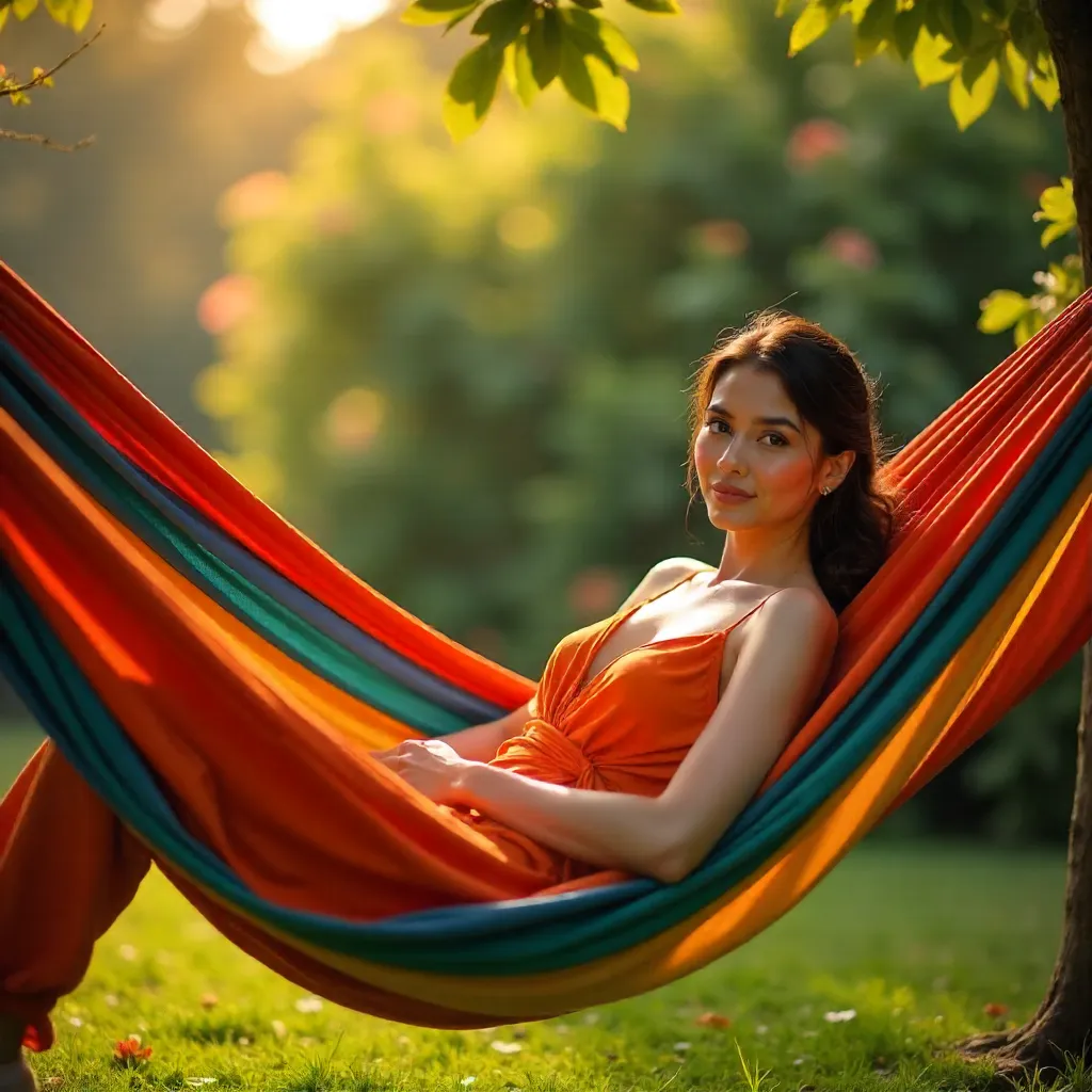 Elegant Orange in a Colorful Outdoor Hammock