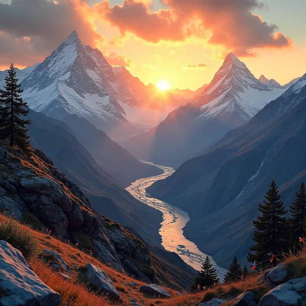 Golden Sunset over Himalayan Peaks