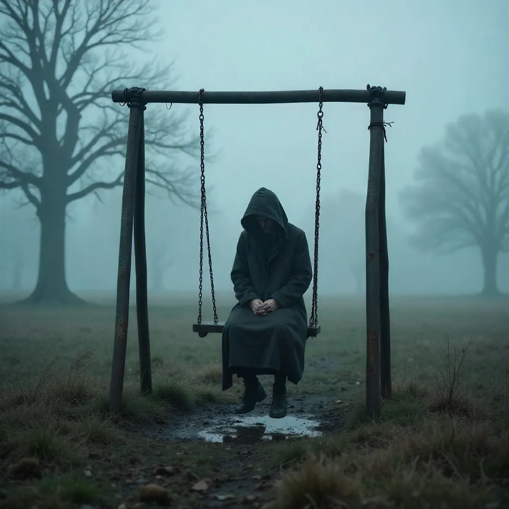 Solitude on a Fog-Shrouded Swing
