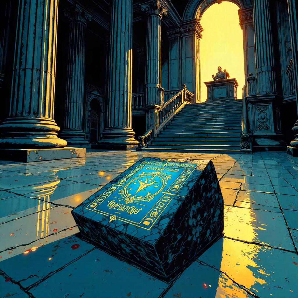 Runic Stone in a Courthouse: Comic Scene