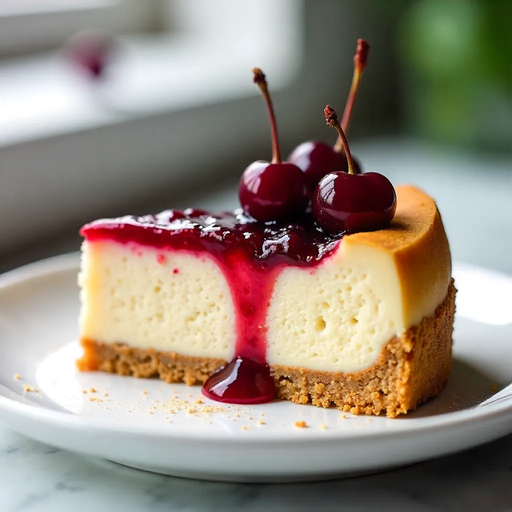 Decadent Artisan Cherry Cheesecake with Crumbly Base