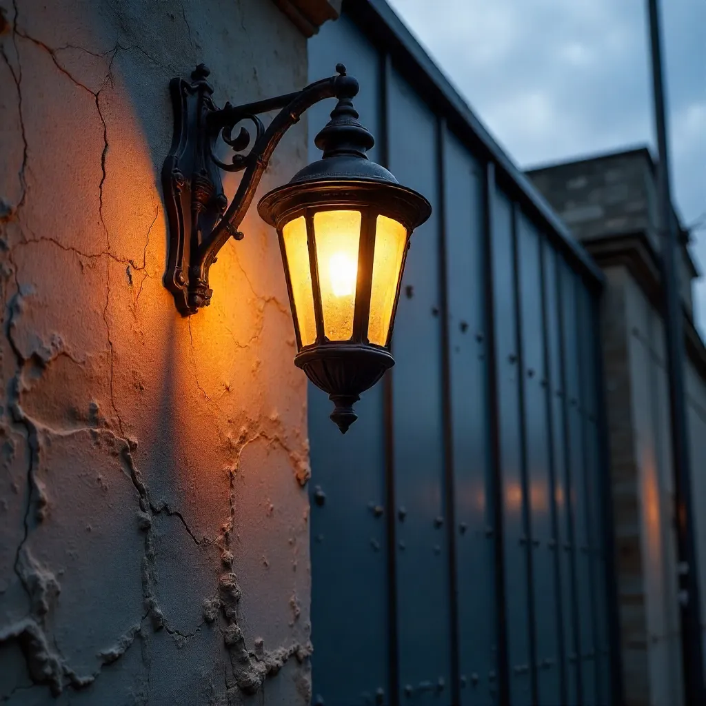 Dusk Glow: Rustic Wall Meets Modern Metal Backdrop