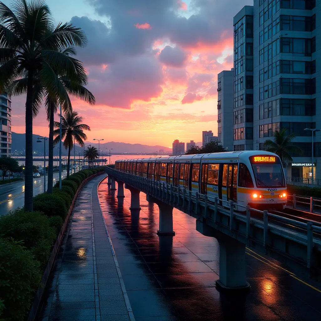 Twilight Tranquility over Naha Monorail