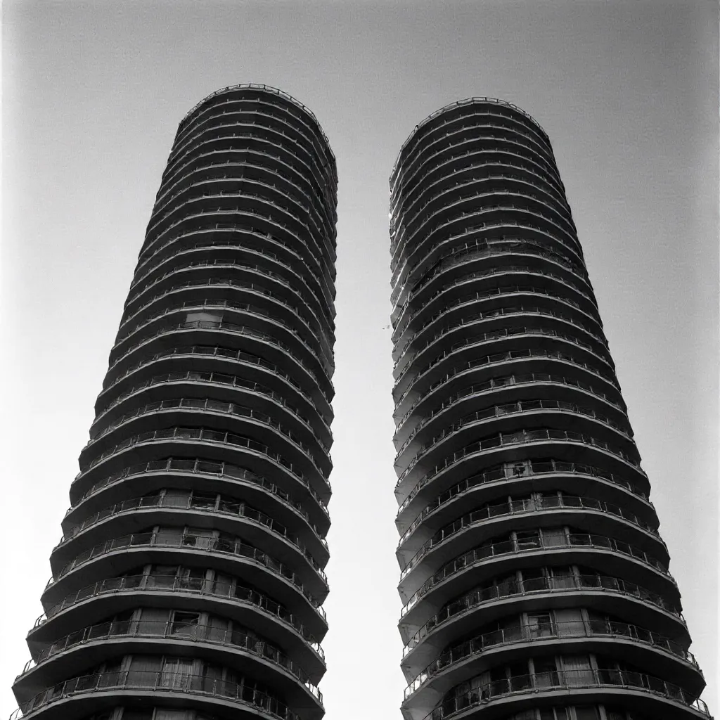 Monochrome Marina City Honeycomb Towers