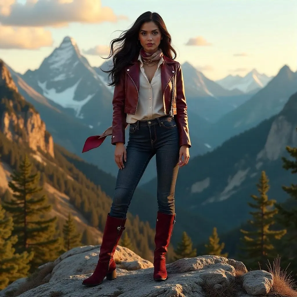 Latina Fashionista on Mountain Ridge 3D Render